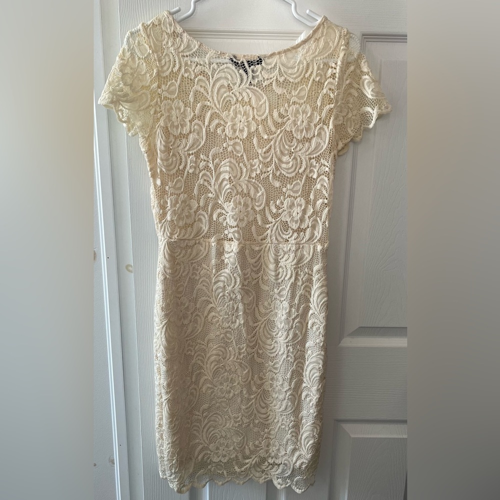 Elegant Cream Lace Dress - Picture 3 of 3